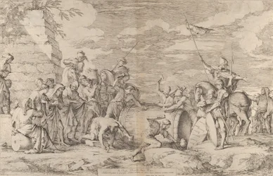 Smrt Marka Atilia Regula, zobrazeného, jak ho Kartaginci přibíjejí do sudu, kolem 1661-62
