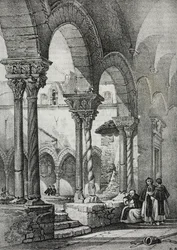 Klášter kostela svatého Dominika, Palermo, litografie Salvatore Puglia z Poliorama Pittoresco, n 11, 23. října