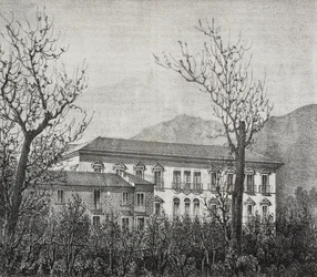 College of Avellino, Kampánie, Itálie, litografie Salvatore Puglia z Poliorama Pittoresco, n 2, 20. srpna