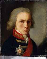 Portrét spisovatele hraběte Piotra Andrejeviče Viazemského (Pierre Wiazemsky) (1792-1878) (Portrét autora hraběte Pyotra Vjazemského). Obraz Salvatore Tonci (1756-1844). Olej na kartonu