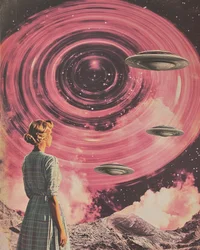 Retro sci-fi pohled na galaxii