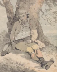 Pan P. Wilkinson sedící ve stínu dubu a učící se pískat