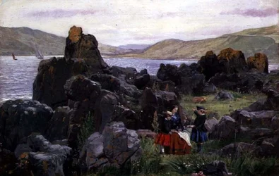 Slečna Beath s Nelly a Tomem, kolem roku 1863 (olej na plátně)