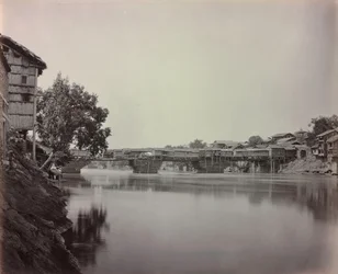 Most obchodů, Šrínagar, Kašmír, 1864.