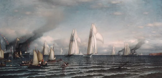 Cíl prvního mezinárodního závodu o Americký pohár, 8. srpna 1870, 1870.