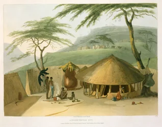A Boosh-Wannah Hut, deska 7 z „African Scenery and Animals“, vyryto umělcem, 1804 (akvatinta)