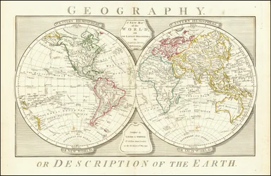 Mapa světa z roku 1794 od Samuela Dunna