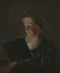 Světlem svíčky, cca 1820 (olej na plátně připevněné na dřevě)