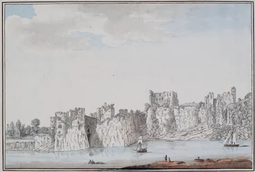 Hrad Chepstow (tuš a akvarel na papíře)