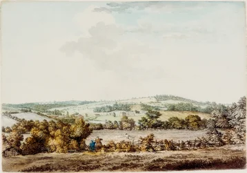 The Old House at the Grange and Barber Wood, 1787 (pero a inkoust a wc na papíře)