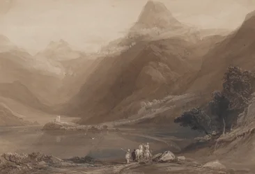 Jezero Llanberis, Severní Wales, 1820-30.
