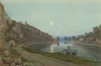 The New and Old Hotwell Houses by moonlight, c. 1825