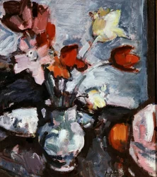 Zátiší s tulipány. Obraz od Samuela Johna Peploe (1871-1935) Soukromá sbírka.