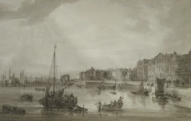 Margate Harbour, 1806 (hnědá barva přes grafit)