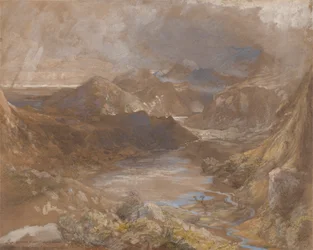 Llwyngwynedd a část Llyn-y-dina mezi Capel Curig a Beddegelert, Severní Wales