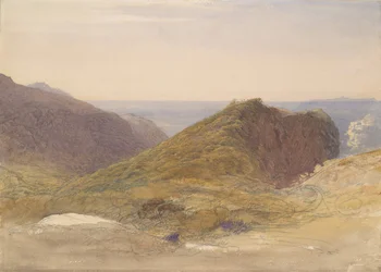 Na severním pobřeží Devonu, Lundy Island v dálce, ca. 1835.