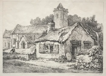 Řada starověkých budov a venkovských domků v severní Anglii: Ayton, 1821.