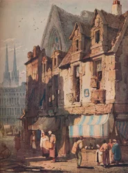 Pouliční scéna, Bayeux, Normandie, c1828