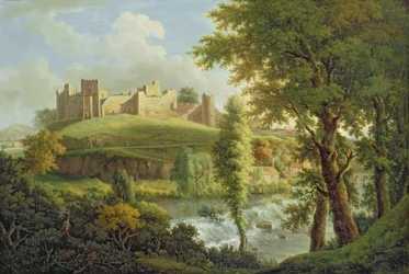 Hrad Ludlow s Dinham Weirem, z jihozápadu, kolem 1765-69 (olej na plátně)