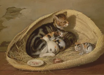 Kočka se svými koťaty v košíku, 1797