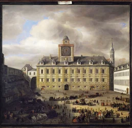 Vnitřní vídeňský Burgplatz (malba na dubovém dřevě)