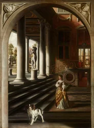 Perspektivní pohled se ženou čtoucí dopis, c. 1670