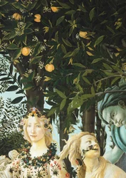 Flora, Zephyrus a Cloris, detail z Alegorie jara (Primavera), c. 1477-1482 (tempera na dřevě)
