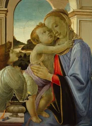 Madona s dítětem a klanějícím se andělem, asi 1468 (tempera na desce)