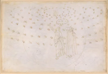 La Divina Commedia, Paradiso XXIII. Osmá sféra (nebe s pevnými hvězdami): Vize Kristova triumfu; Dante vidí Beatrice v její skutečné podobě; Mariánský tanec a dvanáct apoštolů