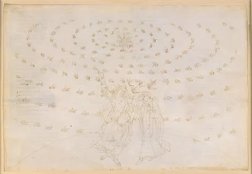 La Divina Commedia, Paradiso XXVI. Osmá sféra (nebe s pevnými hvězdami): Jan se ptá Danteho na třetí teologickou ctnost, lásku; Dante znovu získává zrak v plné síle; Zjevuje se světlo Adama