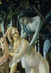Primavera: Detail tempery Zephyr a Flora na panelu