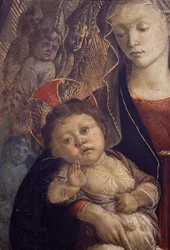 Madona a dítě ve slávě, detail dítěte, 1468 tempera na panelu detail 85673