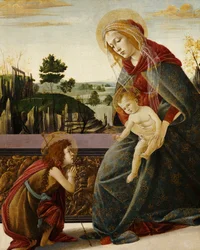 Madona s dítětem s mladým svatým Janem Křtitelem v krajině