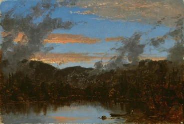 Mlha vycházející při západu slunce v Catskills, kolem roku 1861 (olej na plátně)