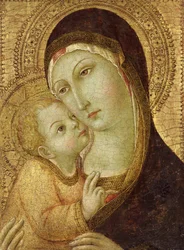 Madonna a dítě (tempera a zlatý list na panelu)