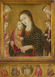 Madonna a dítě s mrtvým Kristem, svaté Anežky a Kateřiny Alexandrijské...ca. 1470-80.