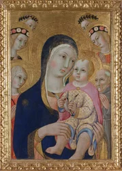 Madona s dítětem, svatí Apollonia a Bernardino a čtyři andělé, asi 1460