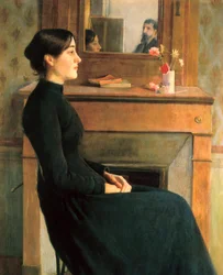 Portrét ženy, malba Santiago Rusinol y Prats