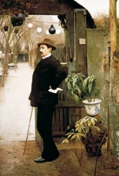 „Portrét malíře Miguela Utrilla (1862-1934) během jeho pobytu v Paříži“ Obraz Santiago Rusinol y (i) Prats (1861-1931) 1891
