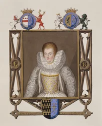 Portrét Lettice Knollysové (kolem 1541-1634), dcery sira Francise Knollyse, z knihy „Memoirs of the Court of Queen Elizabeth“, vydané v roce 1825