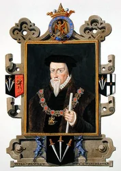 Portrét sira Williama Pauleta (asi 1485-1572) markýze z Winchesteru z „Memoárů dvora královny Alžběty“, vydaného v roce 1825 (akvarel a kvaš na papíře)