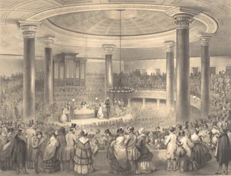 Distribuce cen American Art Union Prizes, v Tabernacle, Broadway, 24. prosince 1..., 1847