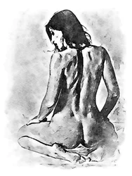 Krásná žena na kolenou