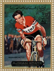 Razítko SAE představující cyklistu Federica Bahamontese (Ne 1928).
