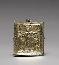 Enkolpion s Ukřižováním (vpředu) a svatými Theodorem a Jiřím (vzadu)