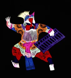 Postava z Pekingské opery. Malované vystřihování papíru neboli "Jian Zhi", čínské lidové umění, Peking.