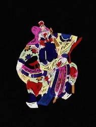 Mužská postava z Pekingské opery. Malovaný papírový výřez neboli "Jian Zhi", čínské lidové umění, Peking.