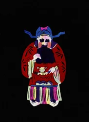 Mužský charakter říše. Malované vystřihování papíru neboli "Jian Zhi", čínské lidové umění, Peking.