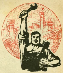 Portrét pracovníka Čínské lidové republiky. Illustration de propagande, in "Manuel pour bien dessiner", Pekin