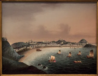 Přísná pravidla v Macau (Čína). Obraz čínského umělce, olej na plátně, počátek 18. století. Námořní muzeum, Rotterdam (Nizozemsko).